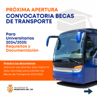 Próxima convocatoria de becas de transporte universitario 2024-2025 en Monforte del Cid