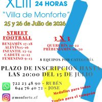 Los torneos de Fútbol 3 y Street Football vuelven a acompañar a las 24 Horas de Fútbol Sala "Villa de Monforte"
