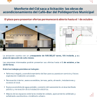Monforte del Cid licita por 545.000 euros la renovación integral del café-bar del Polideportivo Municipal